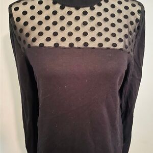 August Silk Chic Black Polka Dot Mesh Top